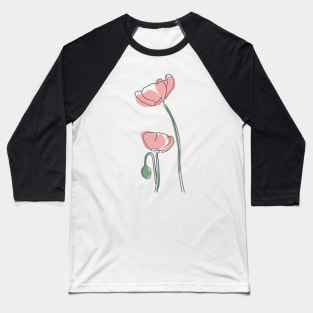 poppy pink pastel flowers Baseball T-Shirt